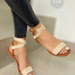 Summer New Fashion Ankle Wrap Outdoor Beach Comfortable Peep Toe Solid Color Sandals Women's Shoes on Offer 2023