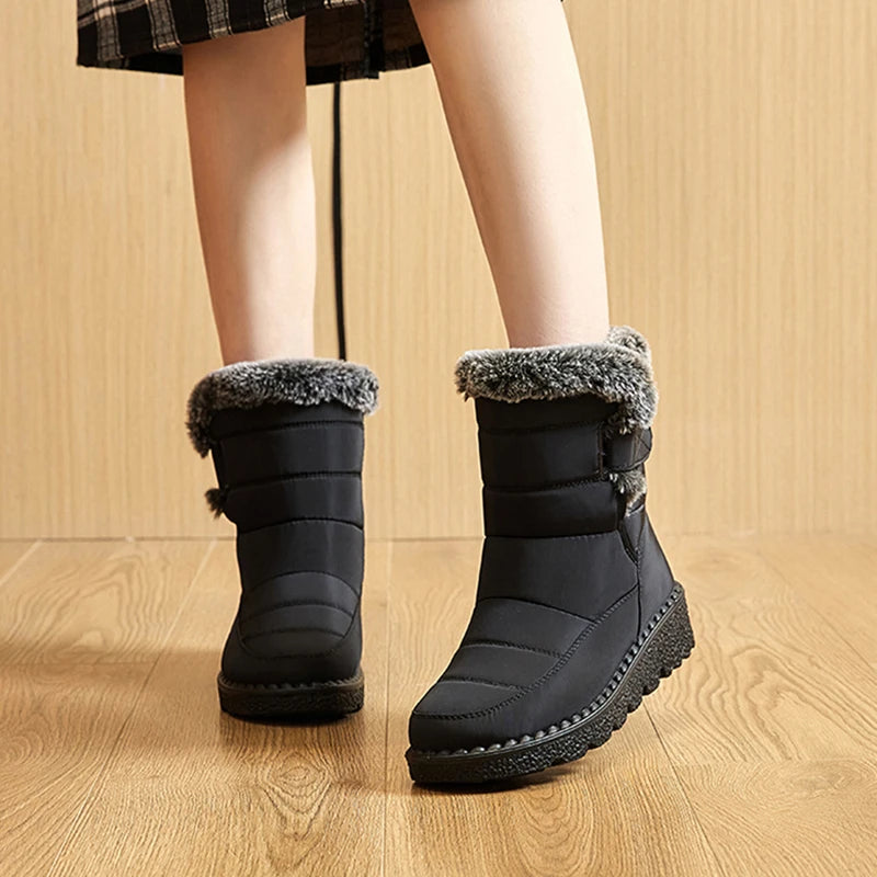 Waterproof Winter Boots for Women 2024 New Faux Fur Long Plush Snow Boots Woman Platform Ankle Boots Warm Cotton Couples Shoes