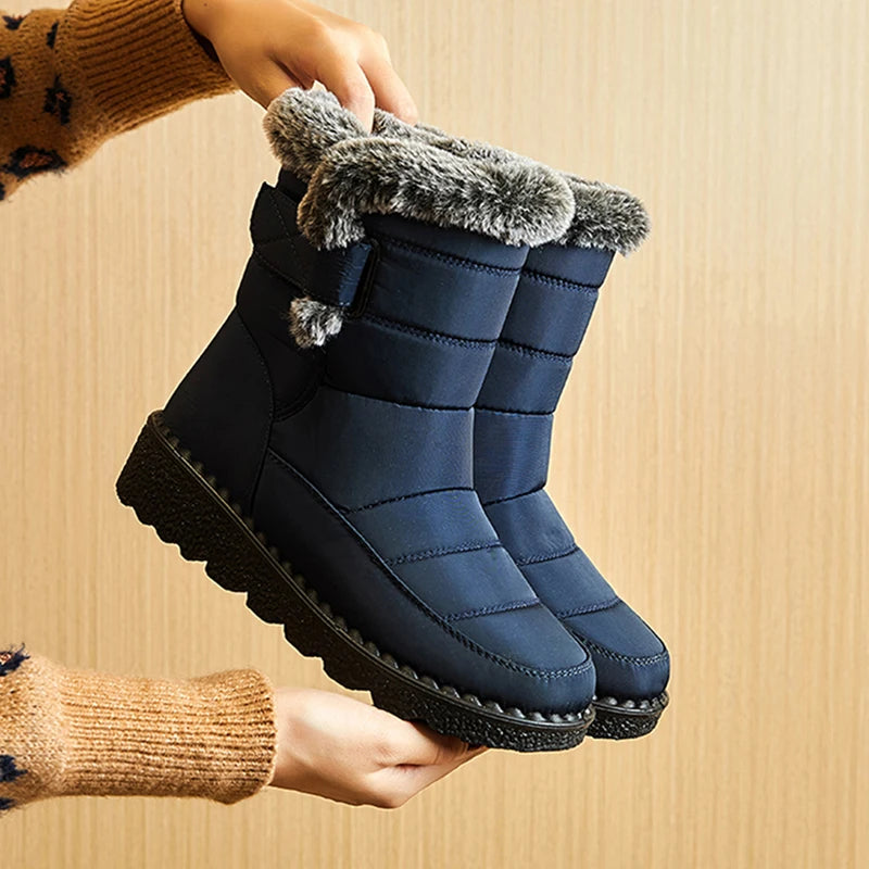 Waterproof Winter Boots for Women 2024 New Faux Fur Long Plush Snow Boots Woman Platform Ankle Boots Warm Cotton Couples Shoes