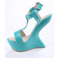 Strange Style Heel Women Novelty Shoes Metallic Leather Fashion High Heels Slingback T-Tied Mixed Color Summer Sandals