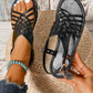 Women Fashion Casual Summer 2023 New Flat Solid Color Shoes Crisscross Ankle Strap Summer Beach Sandals