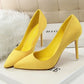 Women 9cm High Heels Daily Party Colorful Suede Pumps Lady Scarpins Stiletto Evening Banquet Red Yellow Shoes Plus Size 34-43