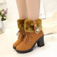 Suede Women Boots Winter Designer High Heels Shoes for Women 2024 New Short Plush High Platform Ankle Boots Elegant Botas Mujer