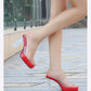 2023Transparent PVC Slippers Crystal Cup high-heeled Sexy Casual Shoes Plus Size  Women Open Toe Transparent Slippers