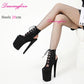 20CM 8Inch Popular Suede Stripper Heels Fashion Rome Laces Platform Ankle Boots Gladiator Hollow Exotic Dancer Pole Dance Shoes