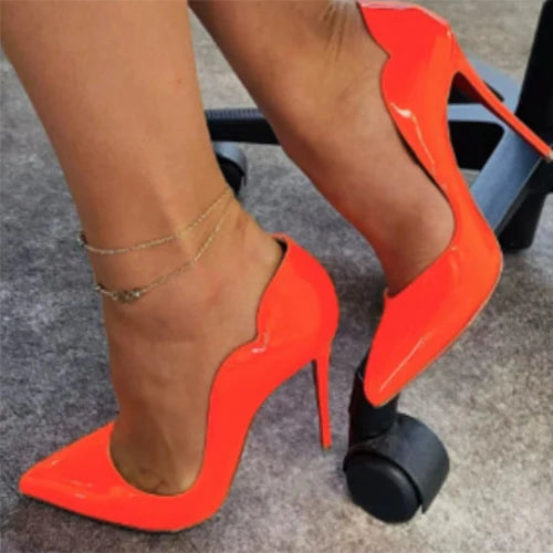 Curl upper women customize stilettos 8cm 10cm 12cm high heels pointed toe party dress club dance plus size 46 pumps QP042