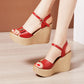 2024 New Open Head Platform Sandals Women Shoes 2024 Bow High Heels Wedges Sandals Ladies Elegant Office Sandals Gold