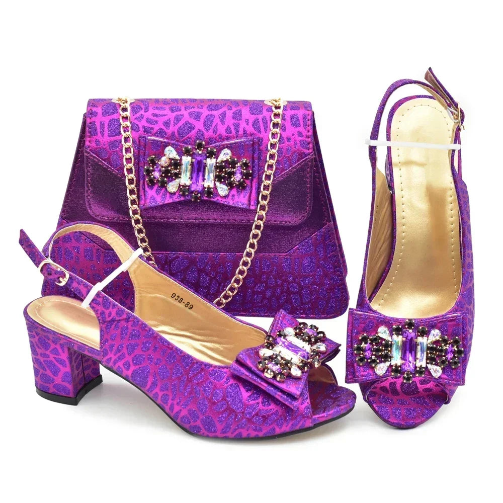 New Arrival African Shoes and Bags Sets Decorated with Rhinestone Women Shoe Size 43 Shoes for Women 2024 Designer Luxury