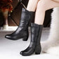 Fashion Middle Boots for Women Outdoor Anti Slip Boot Zipper Waterproof Leather Boots 2023 New Women‘s Winter Boots Botas Mujer