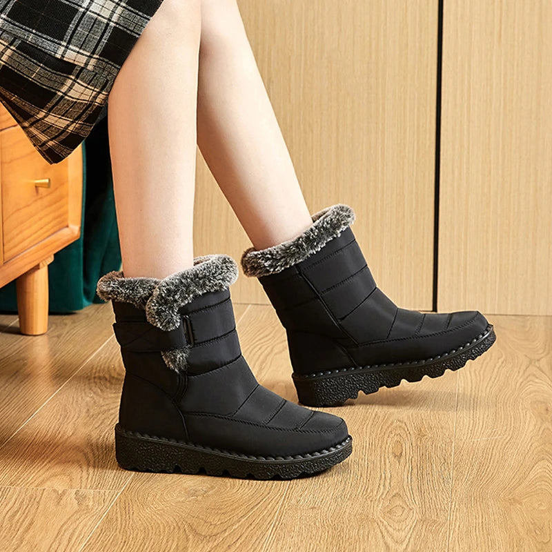 Waterproof Winter Boots for Women 2024 New Faux Fur Long Plush Snow Boots Woman Platform Ankle Boots Warm Cotton Couples Shoes