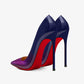 2024 New European and American Blue Purple Gradient 12cm Ultra High Heels Women's Slender Heels Sexy Pointy Large Red Sole Shoes