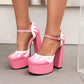 Luxury Designer Marry Janes Pumps For Women Love Heart High Heels Buckle Platform Punk Chunky Pink Wedding Party women's Shoes