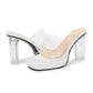 2023Transparent PVC Slippers Crystal Cup high-heeled Sexy Casual Shoes Plus Size  Women Open Toe Transparent Slippers