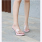 2023Transparent PVC Slippers Crystal Cup high-heeled Sexy Casual Shoes Plus Size  Women Open Toe Transparent Slippers