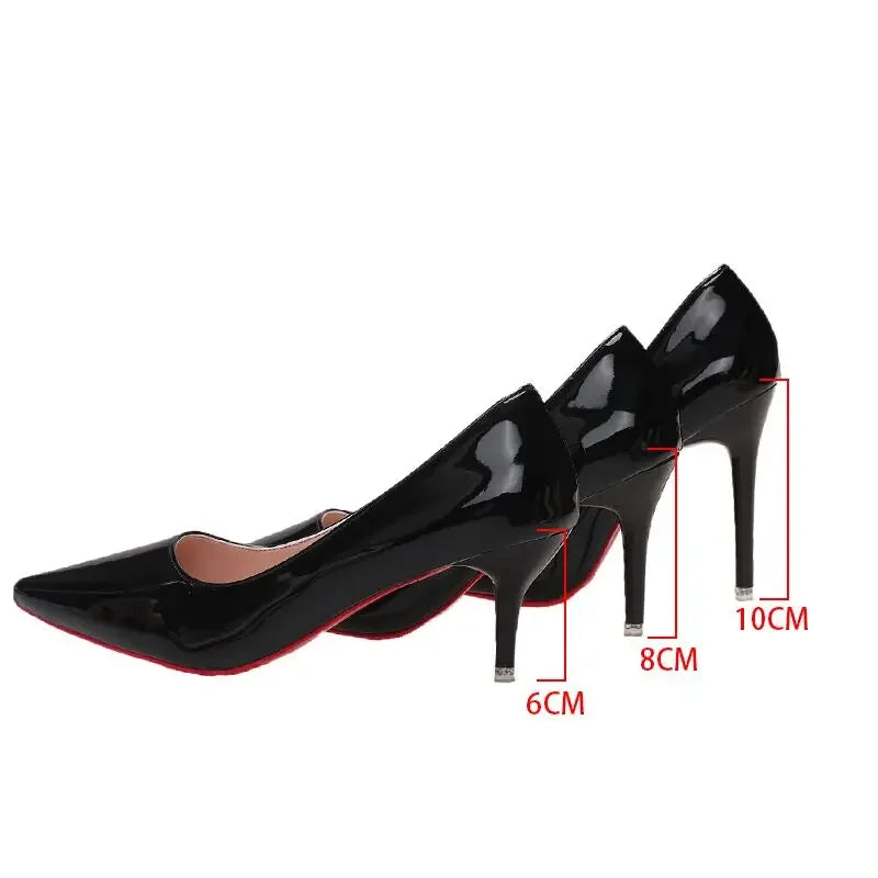 Plus Size Women Shoes Pointed Toe Pumps Patent Leather Dress High Heels Shoes Wedding Heeled Shoes Zapatos Mujer Women's Pumps