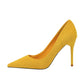 Women 9cm High Heels Daily Party Colorful Suede Pumps Lady Scarpins Stiletto Evening Banquet Red Yellow Shoes Plus Size 34-43