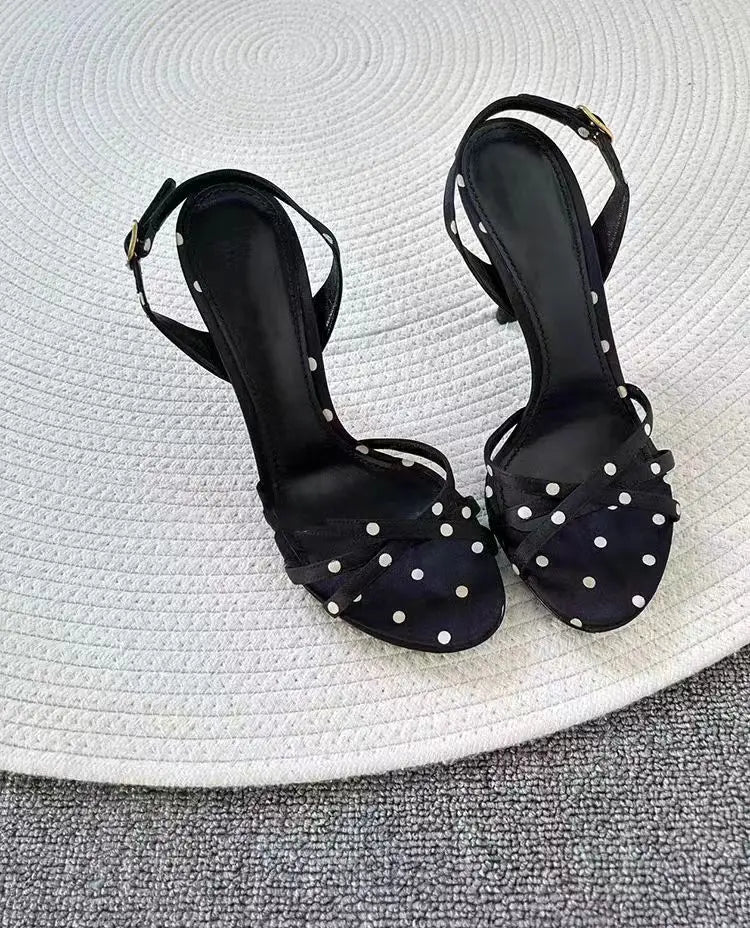 High Heels Women's Sandals Summer 2024 Dots Sandal Woman Women’s High Heel Slippers Luxury Women's Shoes on Offer Trend