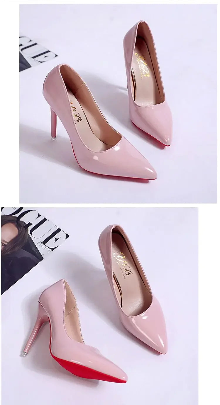 Plus Size Women Shoes Pointed Toe Pumps Patent Leather Dress High Heels Shoes Wedding Heeled Shoes Zapatos Mujer Women's Pumps