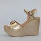 2024 New Open Head Platform Sandals Women Shoes 2024 Bow High Heels Wedges Sandals Ladies Elegant Office Sandals Gold