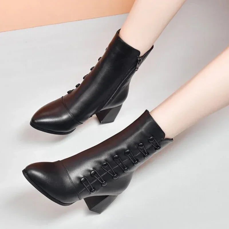 Brand Women Boots Chunky Chelsea High Boots Women 2024 New High Heels Shoes designer Sexy Women Ankle Boots Big Size botas mujer