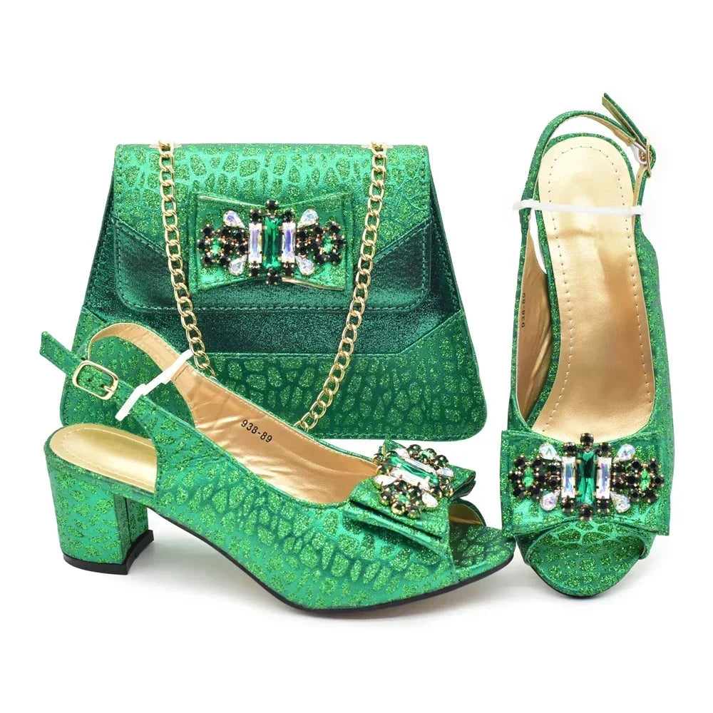 New Arrival African Shoes and Bags Sets Decorated with Rhinestone Women Shoe Size 43 Shoes for Women 2024 Designer Luxury