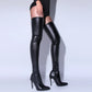 Size 46 Sexy High Heels Black Over The Knee Boots For Women With Side Zip 2024 New Winter Thigh High Boots Female Shoes