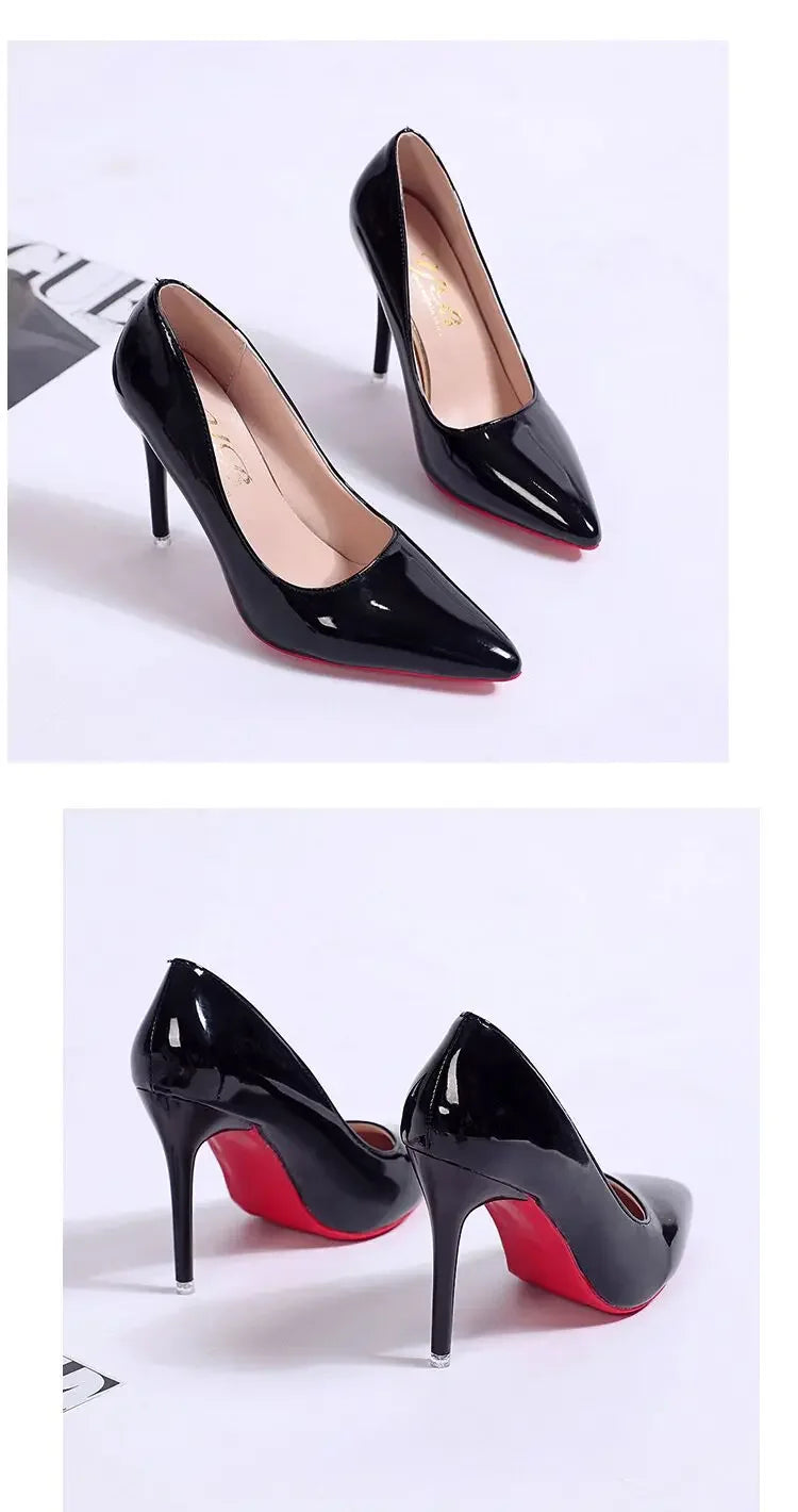 Plus Size Women Shoes Pointed Toe Pumps Patent Leather Dress High Heels Shoes Wedding Heeled Shoes Zapatos Mujer Women's Pumps