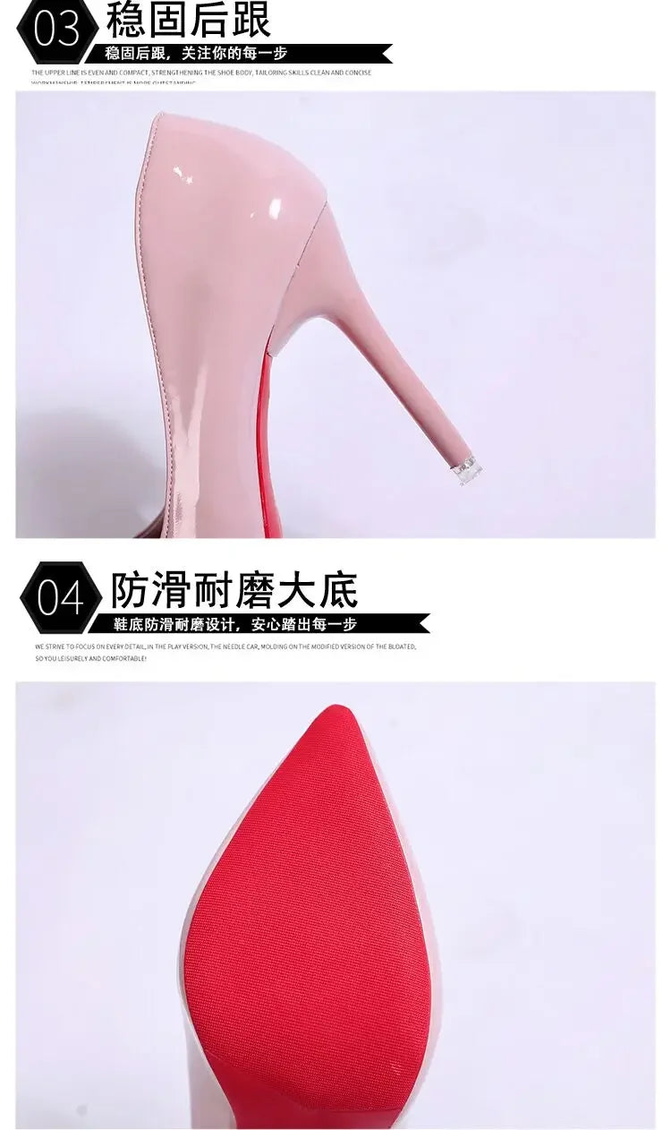 Plus Size Women Shoes Pointed Toe Pumps Patent Leather Dress High Heels Shoes Wedding Heeled Shoes Zapatos Mujer Women's Pumps