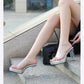 2023Transparent PVC Slippers Crystal Cup high-heeled Sexy Casual Shoes Plus Size  Women Open Toe Transparent Slippers