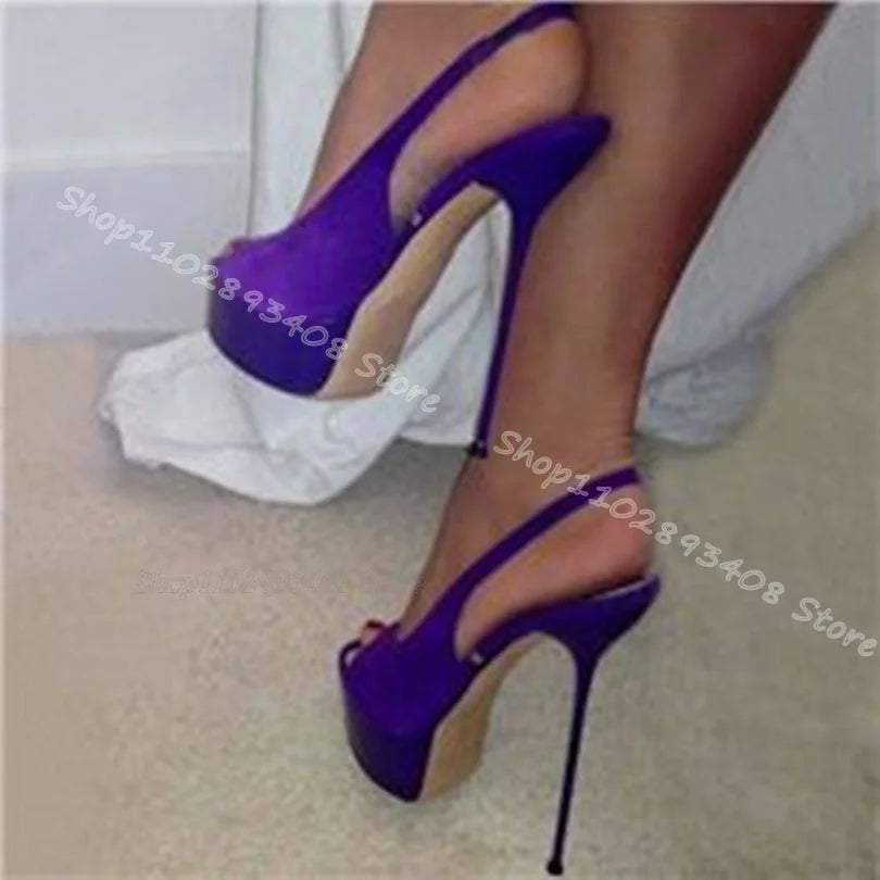 Purple Platform Elastic Sandals Peep Toe Thin High Heels Stylish Design for Summer Sexy Dress Sandals 2024 Zapatos Para Mujere