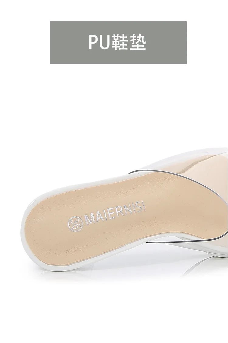 2023Transparent PVC Slippers Crystal Cup high-heeled Sexy Casual Shoes Plus Size  Women Open Toe Transparent Slippers