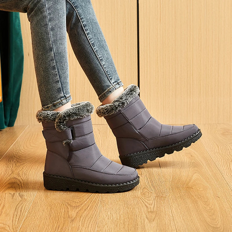 Waterproof Winter Boots for Women 2024 New Faux Fur Long Plush Snow Boots Woman Platform Ankle Boots Warm Cotton Couples Shoes