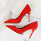 Women 9cm High Heels Daily Party Colorful Suede Pumps Lady Scarpins Stiletto Evening Banquet Red Yellow Shoes Plus Size 34-43