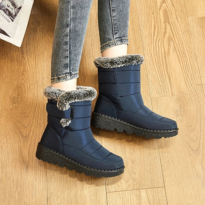 Waterproof Winter Boots for Women 2024 New Faux Fur Long Plush Snow Boots Woman Platform Ankle Boots Warm Cotton Couples Shoes