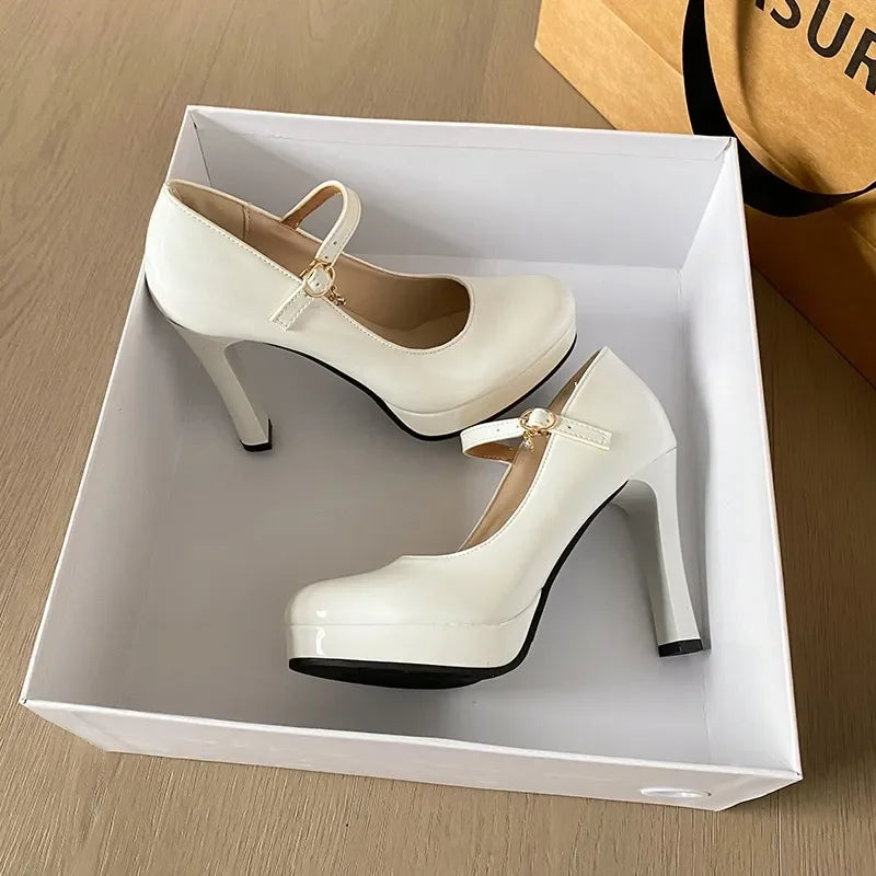 2024 Women Baotou Round Toe Platform Heel Mary Janes Shoes Women Shallow Elegant Trend Comfortable Fashion Shoes Shoes for Women