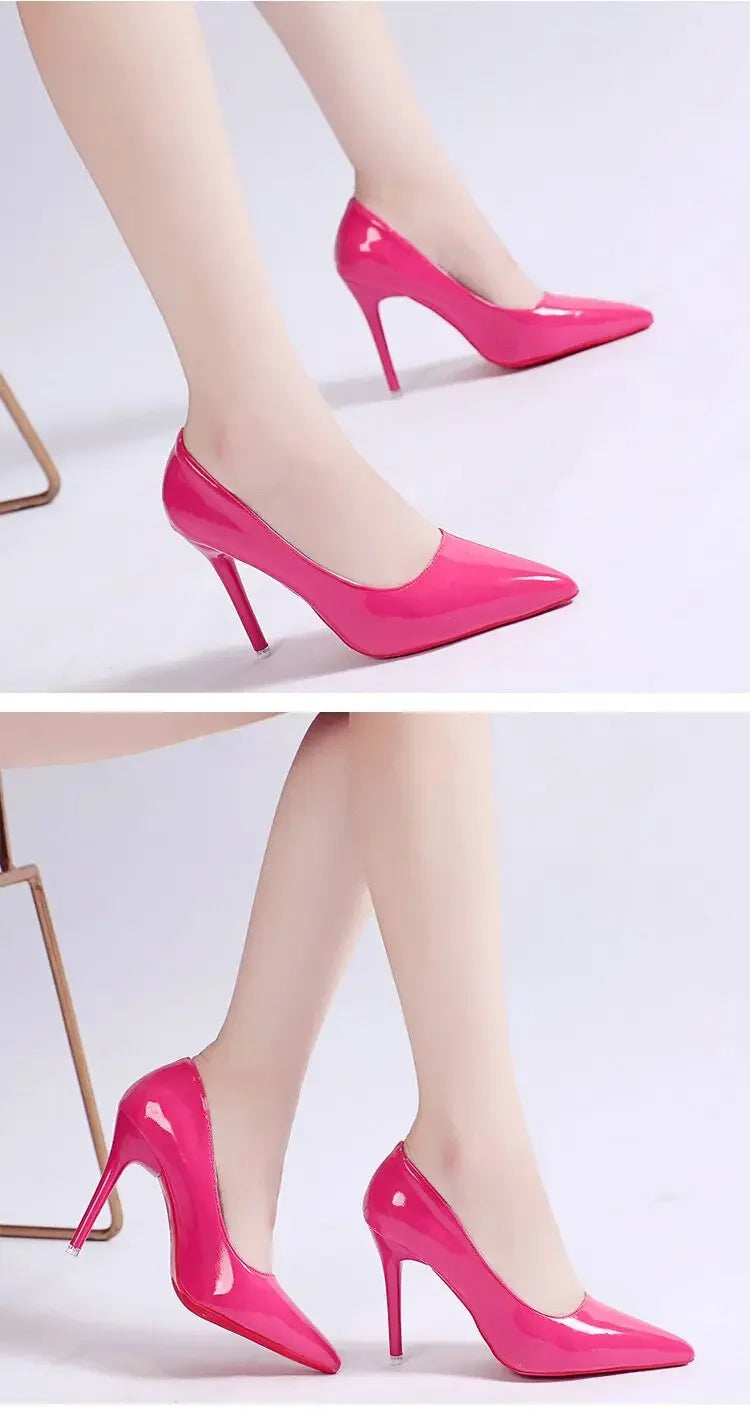 Plus Size Women Shoes Pointed Toe Pumps Patent Leather Dress High Heels Shoes Wedding Heeled Shoes Zapatos Mujer Women's Pumps