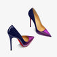 2024 New European and American Blue Purple Gradient 12cm Ultra High Heels Women's Slender Heels Sexy Pointy Large Red Sole Shoes