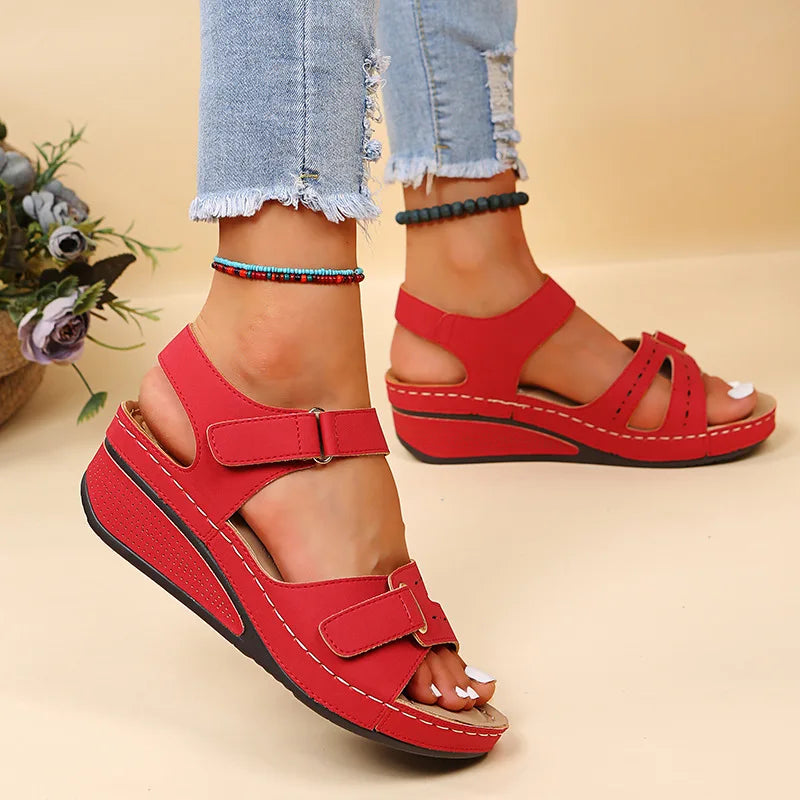 New 2024 Summer Casual Fish Mouth Sandals, Roman Style Sandals, Women Wear Velcro Casual Shoes, Beach Shoes