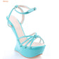 Strange Style Heel Women Novelty Shoes Metallic Leather Fashion High Heels Slingback T-Tied Mixed Color Summer Sandals