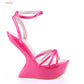 Strange Style Heel Women Novelty Shoes Metallic Leather Fashion High Heels Slingback T-Tied Mixed Color Summer Sandals