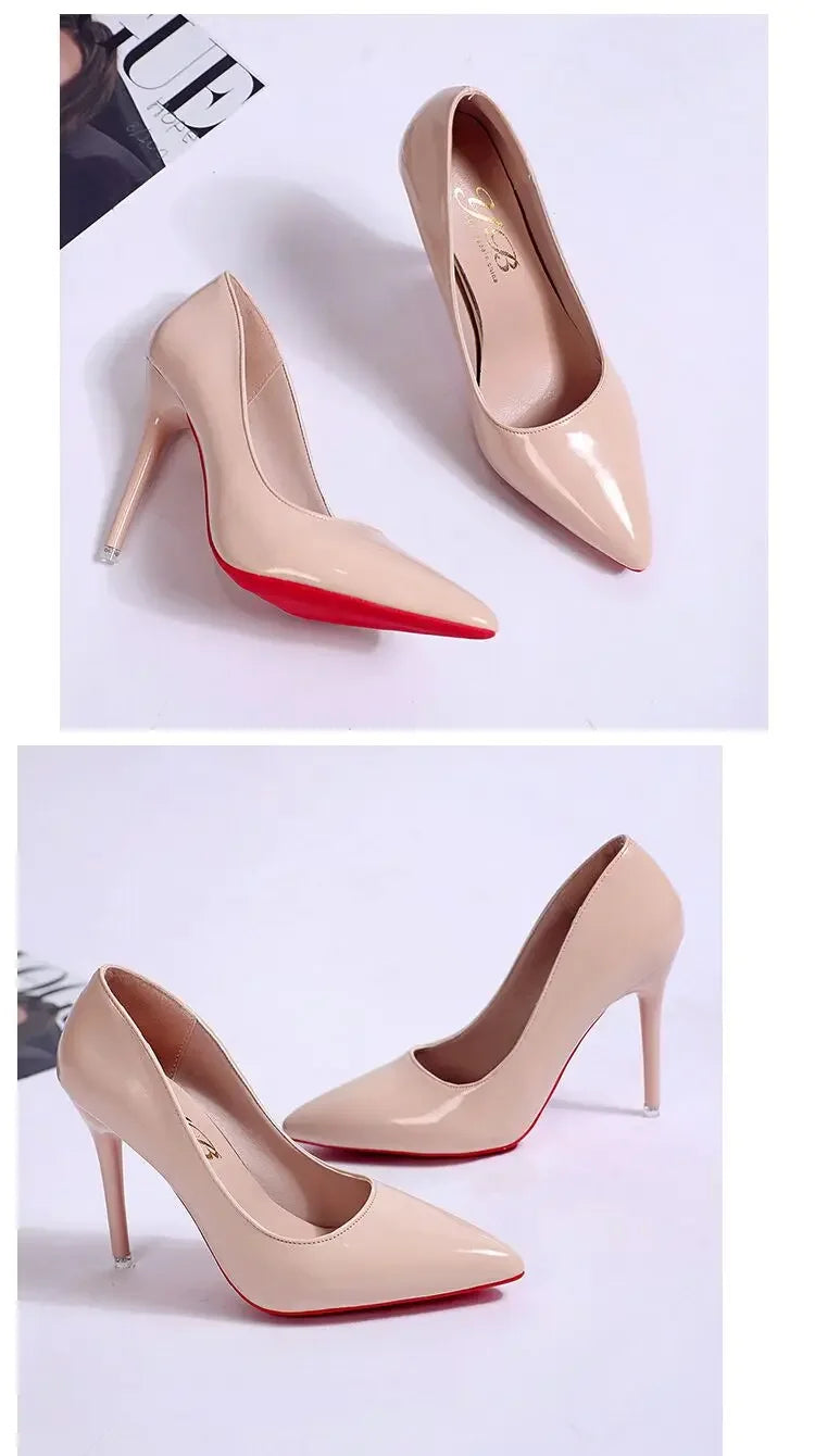 Plus Size Women Shoes Pointed Toe Pumps Patent Leather Dress High Heels Shoes Wedding Heeled Shoes Zapatos Mujer Women's Pumps