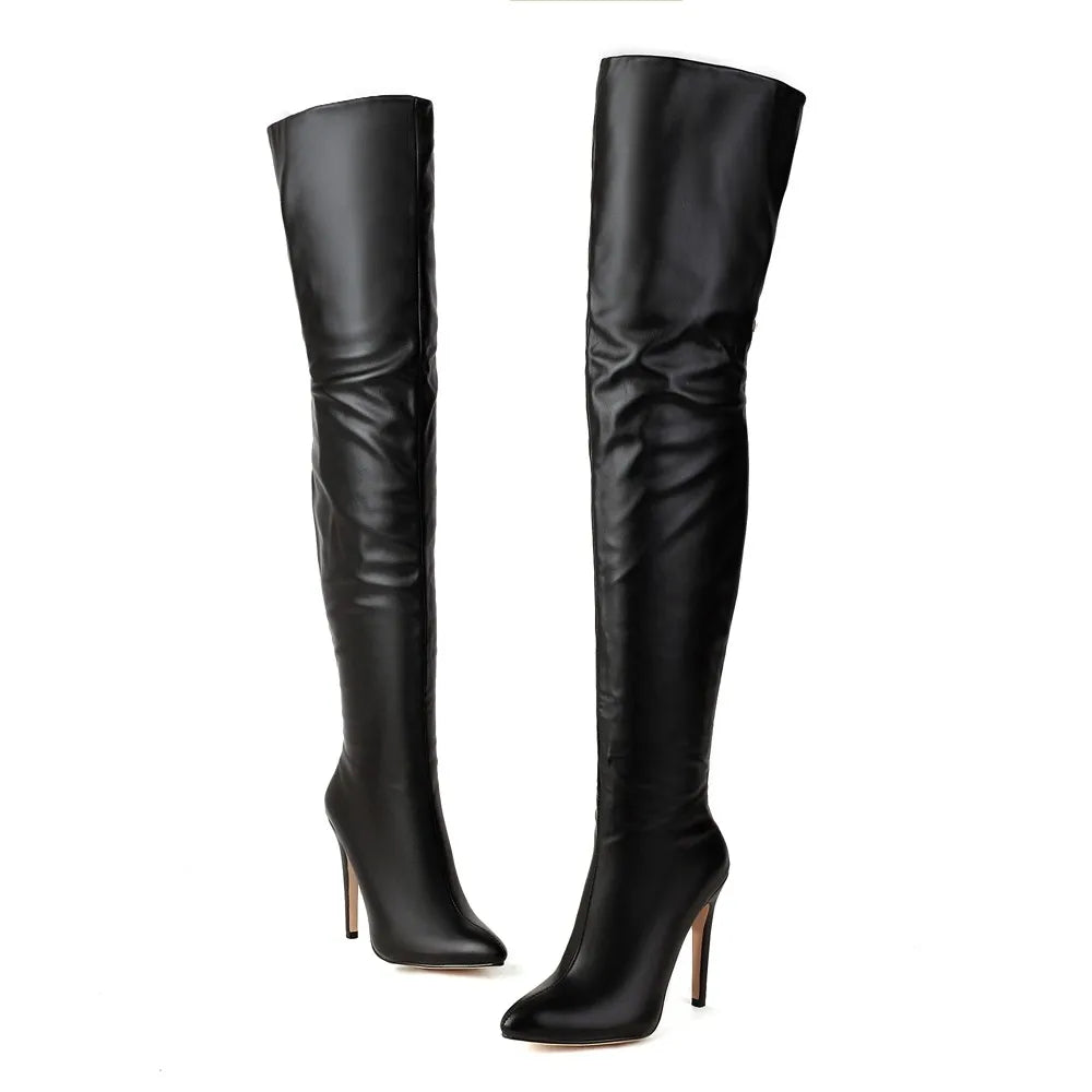 New Sexy Stiletto High Heels Over The Knee Long Boots Women Thigh High Boots Night-club Dancing Fetish Shoes Lady Big Size 45 46