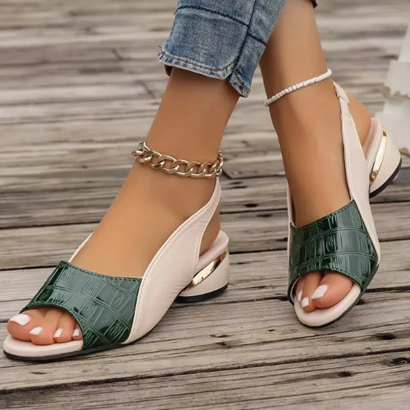 Women Sandals New Luxury Heels Shoes Trend Peep-Toe Slippers Dress Party Chunky Shoes Fashion Casual Summer Pumps Woman Slides