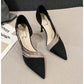 Pumps Women New Autumn Evening Party High Heels Ladies Pointed Toe Nude Leather Black Suede Gold Patent Leather Strappy