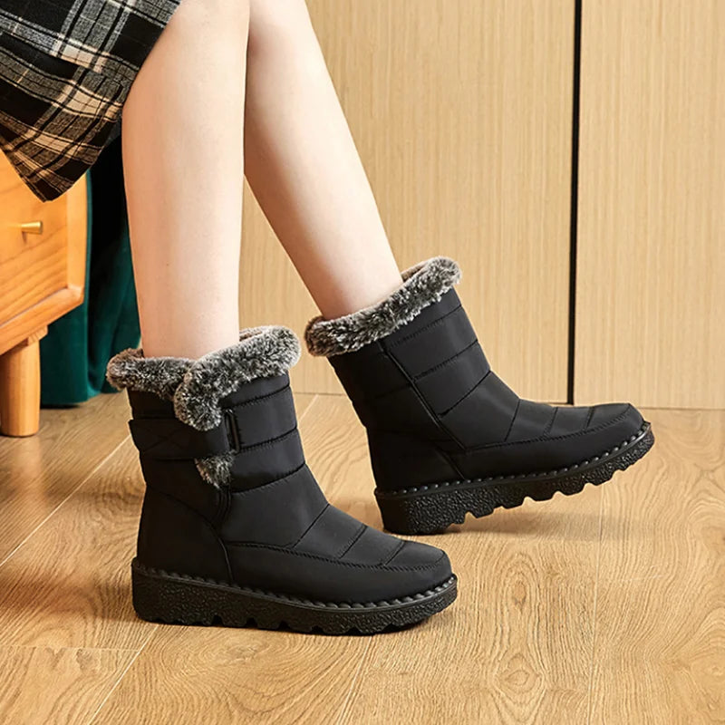 Waterproof Winter Boots for Women 2024 New Faux Fur Long Plush Snow Boots Woman Platform Ankle Boots Warm Cotton Couples Shoes