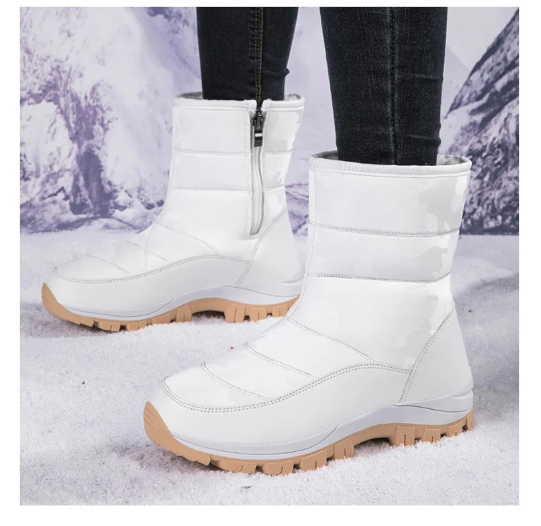 High-top Plus Velvet Women's Snow Boots Comfortable Non-slip Women Cotton Shoes Outdoor Waterproof Boots Warm Women Sports Shoes