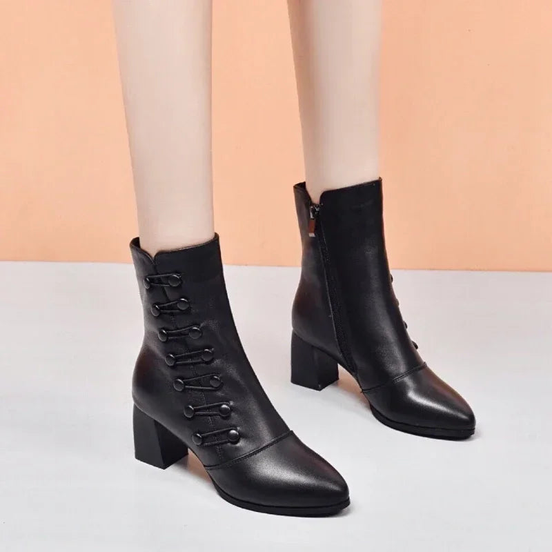 Brand Women Boots Chunky Chelsea High Boots Women 2024 New High Heels Shoes designer Sexy Women Ankle Boots Big Size botas mujer