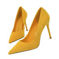 Women 9cm High Heels Daily Party Colorful Suede Pumps Lady Scarpins Stiletto Evening Banquet Red Yellow Shoes Plus Size 34-43