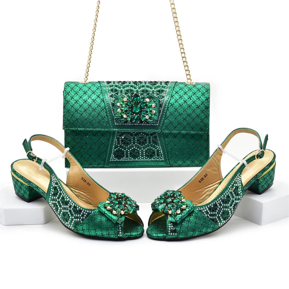 New Arrival African Shoes and Bags Sets Decorated with Rhinestone Women Shoe Size 43 Shoes for Women 2024 Designer Luxury