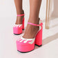 Luxury Designer Marry Janes Pumps For Women Love Heart High Heels Buckle Platform Punk Chunky Pink Wedding Party women's Shoes